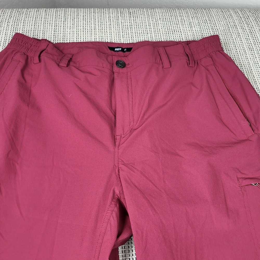 MIER Pants Womens 16 Pink Nylon Hiking Elastic Waist Zip Pocket Travel Trail